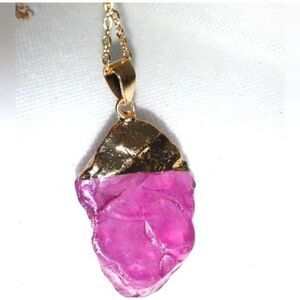 Fusia Pink Spiritual Healing crystal stone necklace